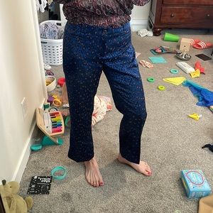 Blue leopard dress pants